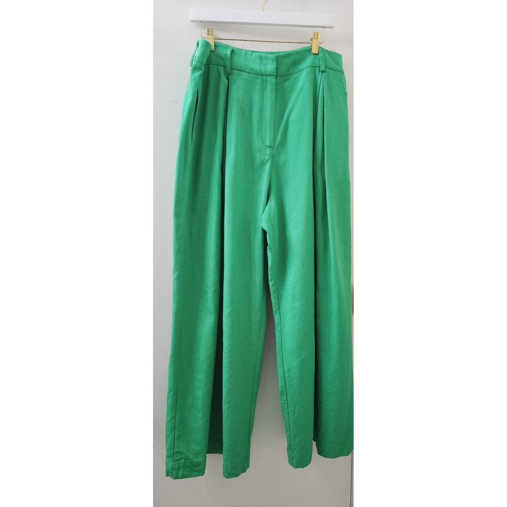 Farm Rio Green High Waisted Pleated Wide Leg Trousers Pants XL